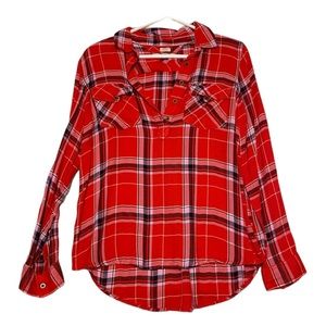 Tommy Hilfiger Women’s Plaid Top Relaxed Fit Long Sleeve Shirt Size Small